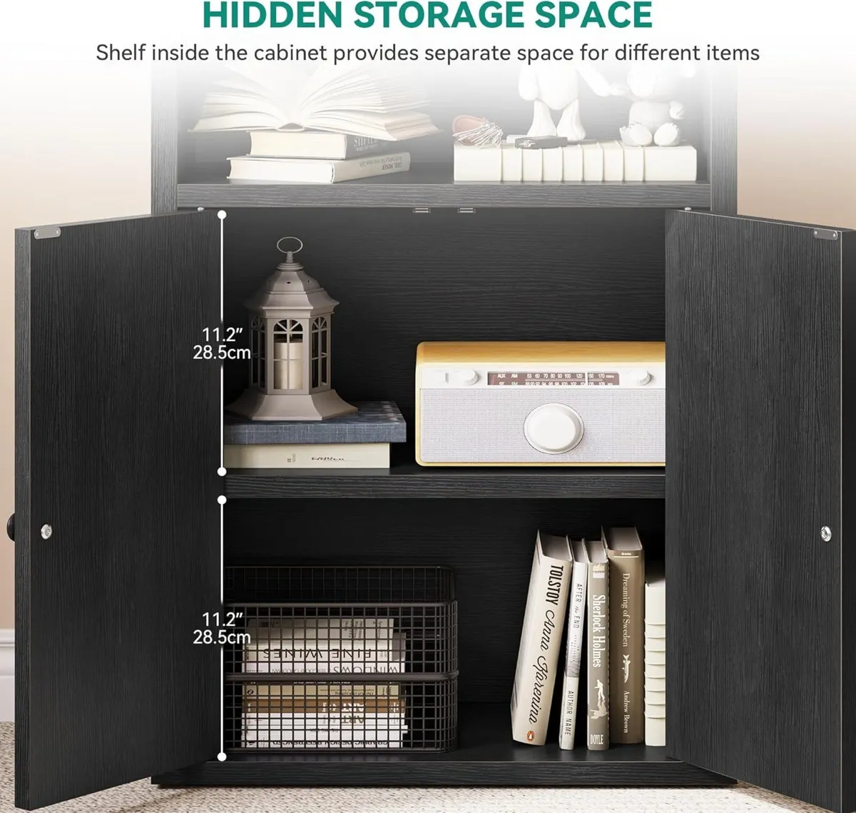 Bookcase Floorstanding Bookshelves with Cupboard - Image 4