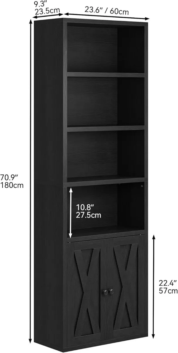 Bookcase Floorstanding Bookshelves with Cupboard - Image 2