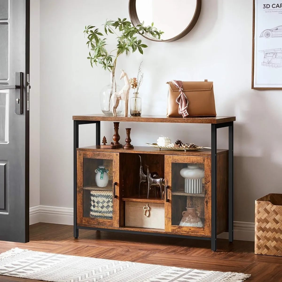Sideboard Buffet Table with 2 Transparent Glass - Image 2