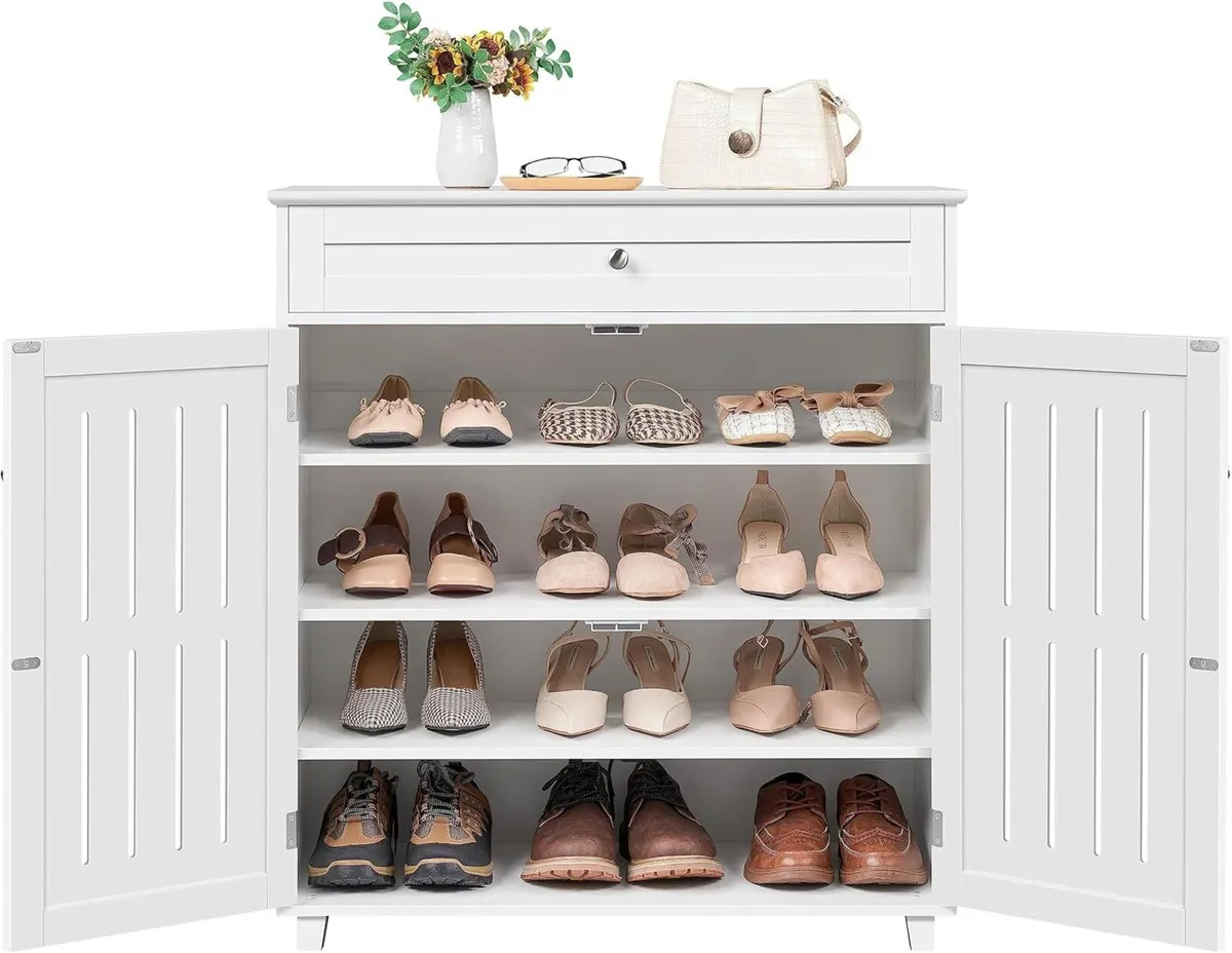 Shoe Cabinet Wooden Storage Organizer with 1 - Image 1