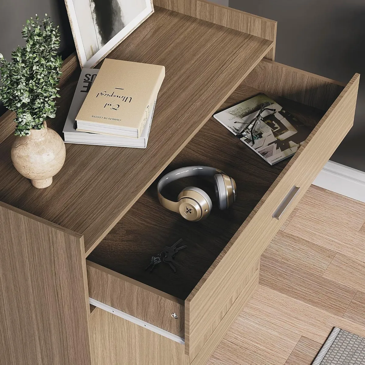 Dalby Shoe Cabinet Wooden Storage Unit with 2 - Image 4