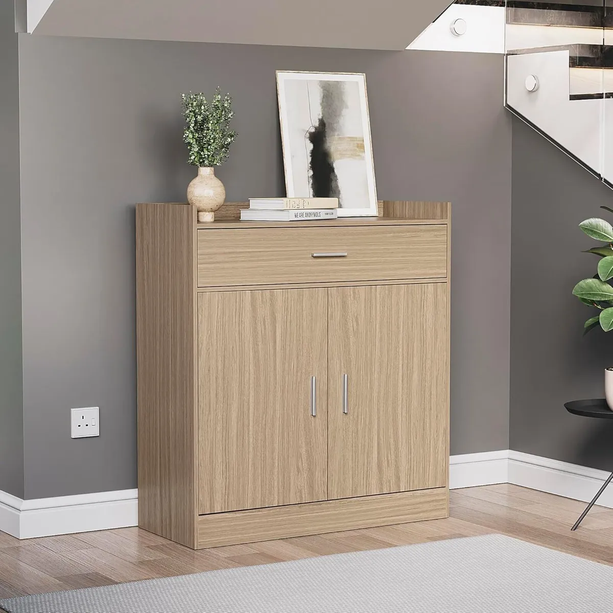 Dalby Shoe Cabinet Wooden Storage Unit with 2 - Image 3