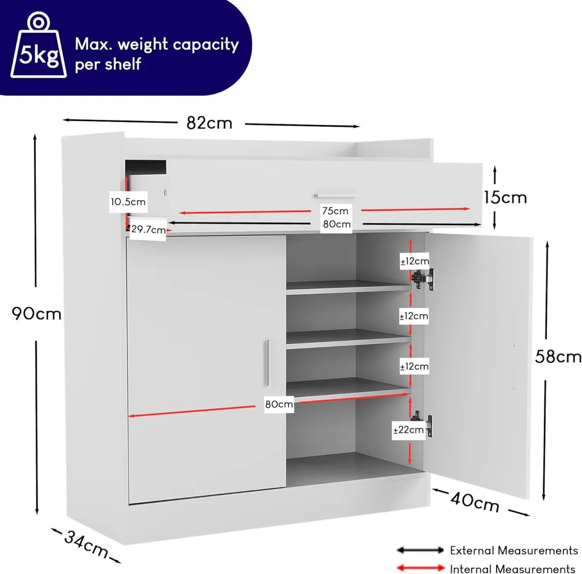 Dalby Shoe Cabinet Wooden Storage Unit with 2 - Image 2