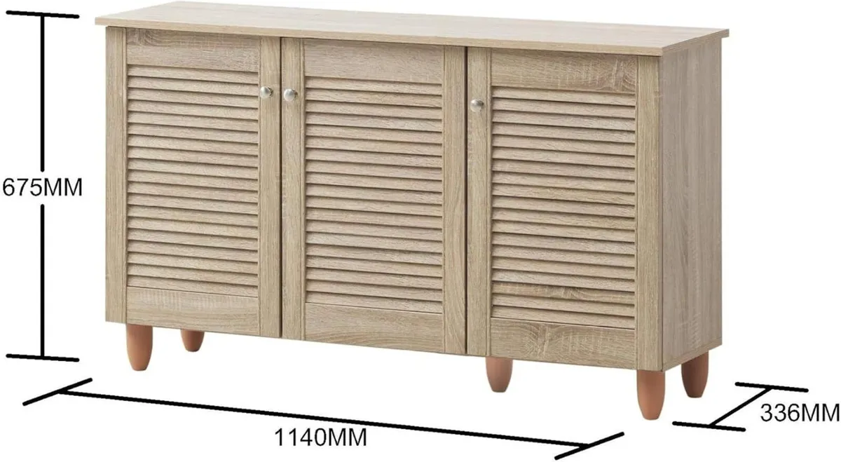 Modern Shoe Storage Cabinet 3 Doors Footwear - Image 2