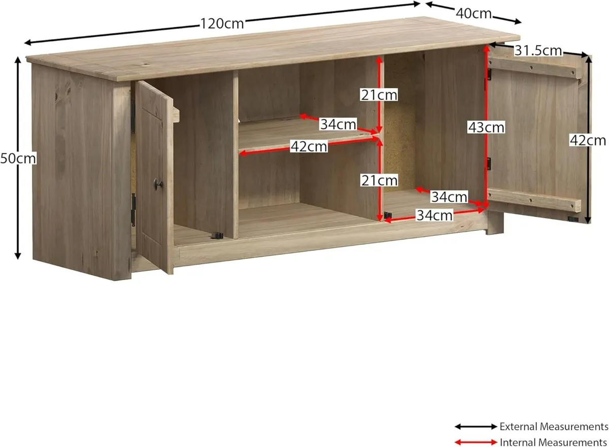 Panama 2 Door 1 Shelf Flat Screen TV Unit Living - Image 2