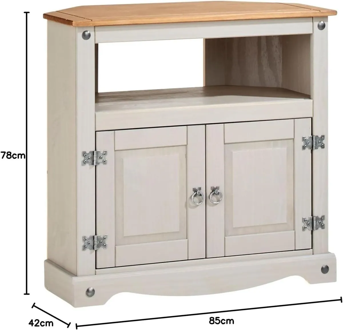 Home Source Corona Grey TV Stand Pine 2 Door - Image 2