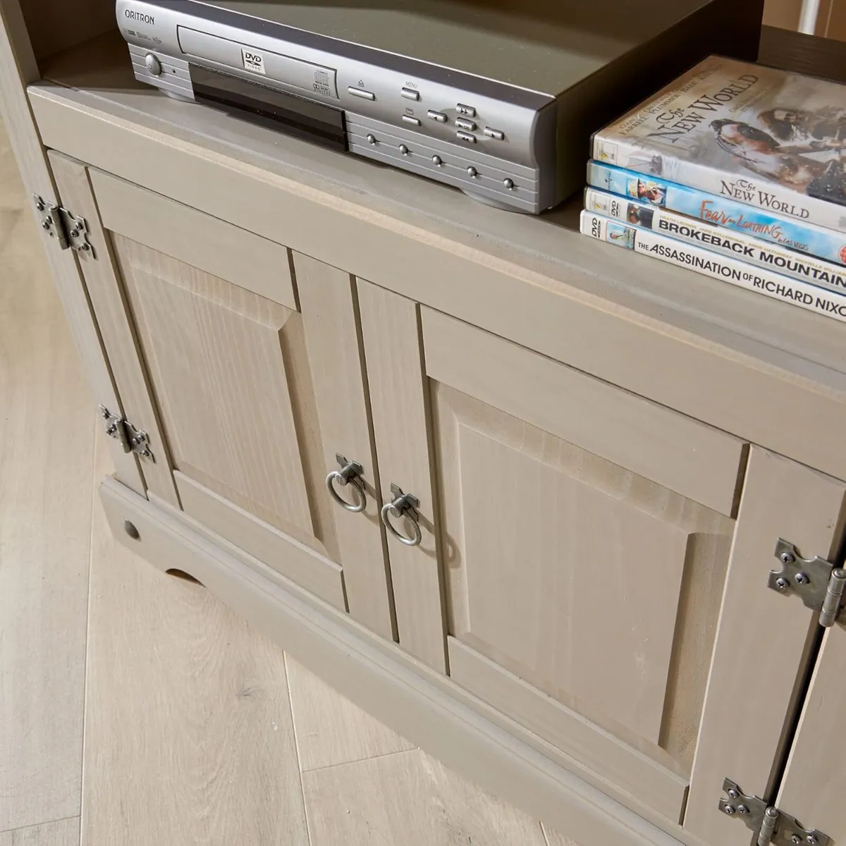 Home Source Corona Grey TV Stand Pine 2 Door - Image 4