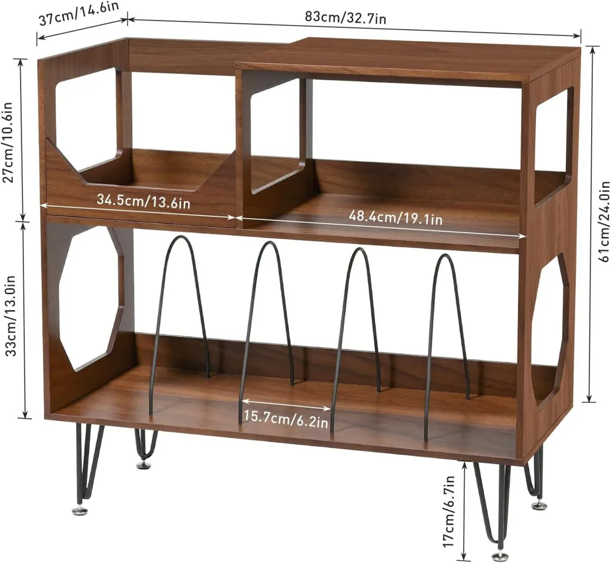Large Rustic Record Player Stand 2 Tier Table - Image 3