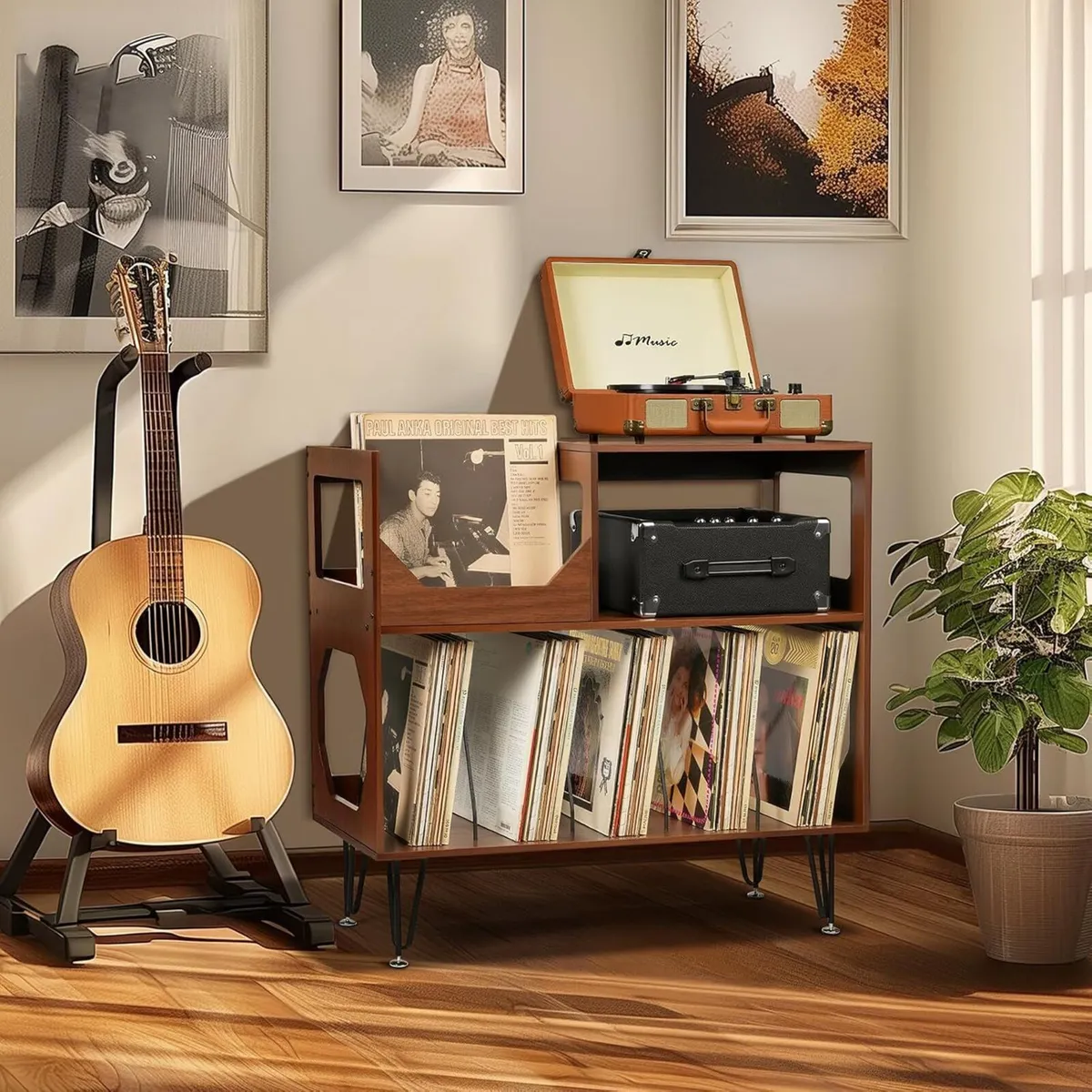 Large Rustic Record Player Stand 2 Tier Table - Image 4