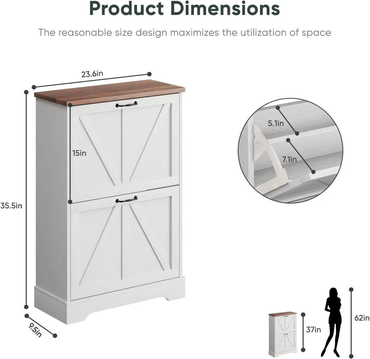Shoe Cabinet Storage for Entryway with 2 Flip - Image 2