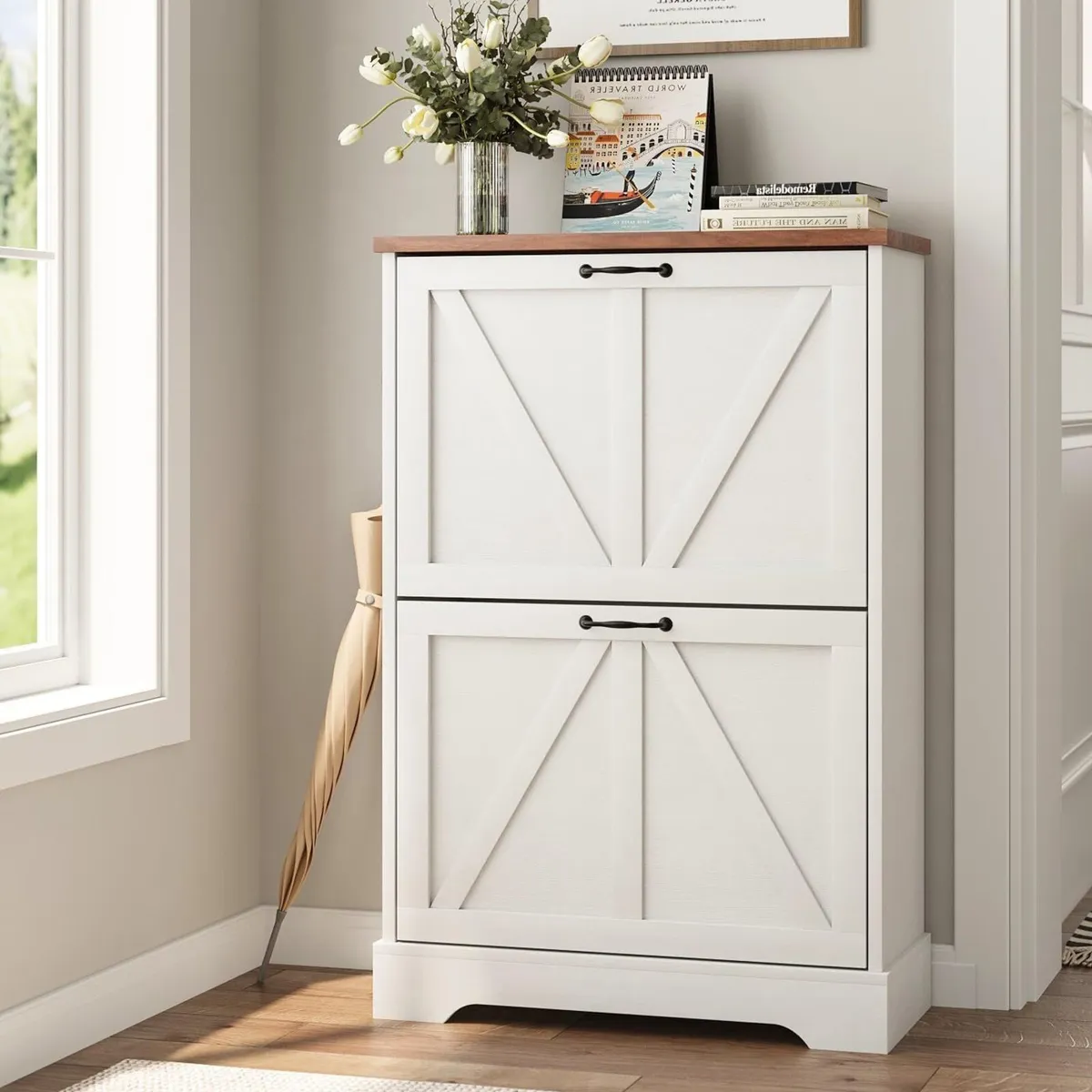 Shoe Cabinet Storage for Entryway with 2 Flip - Image 1