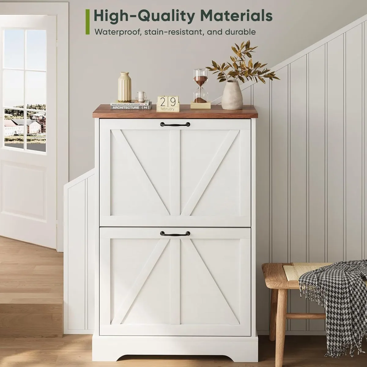 Shoe Cabinet Storage for Entryway with 2 Flip - Image 4