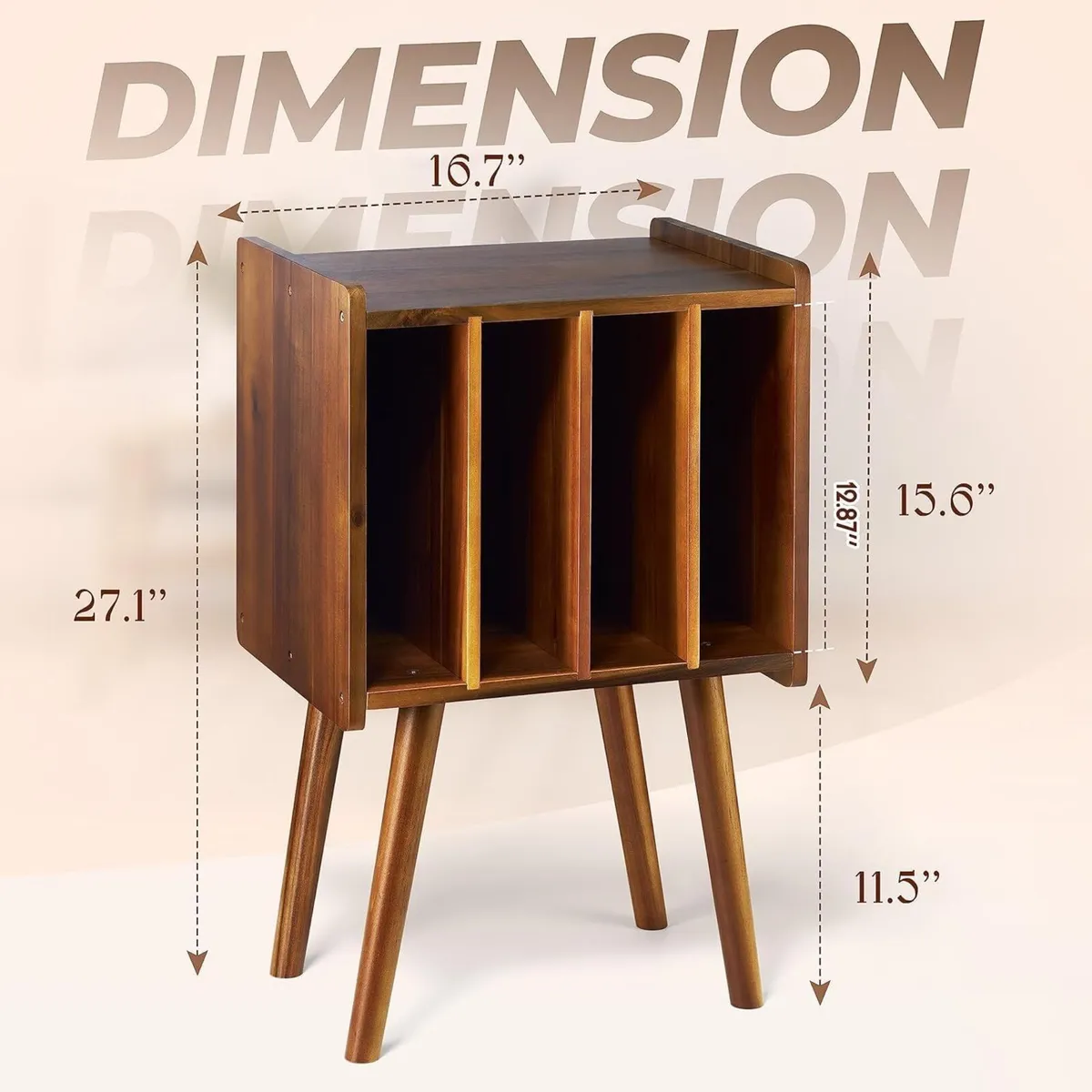Wooden LP Record Player Stand Vinyl Storage Table - Image 2