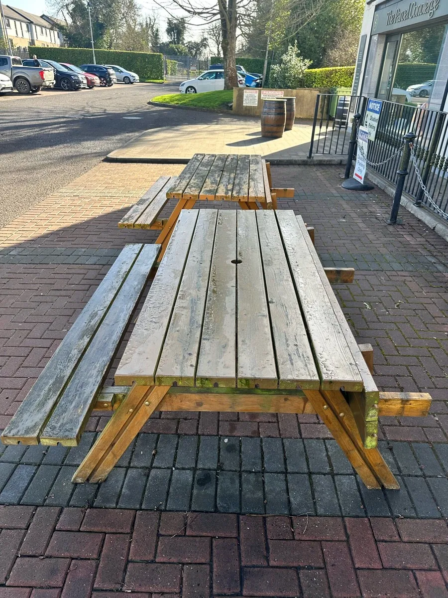 4 LARGE PICNIC BENCHES - Image 1