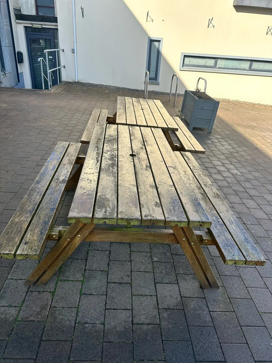 4 LARGE PICNIC BENCHES - Image 3