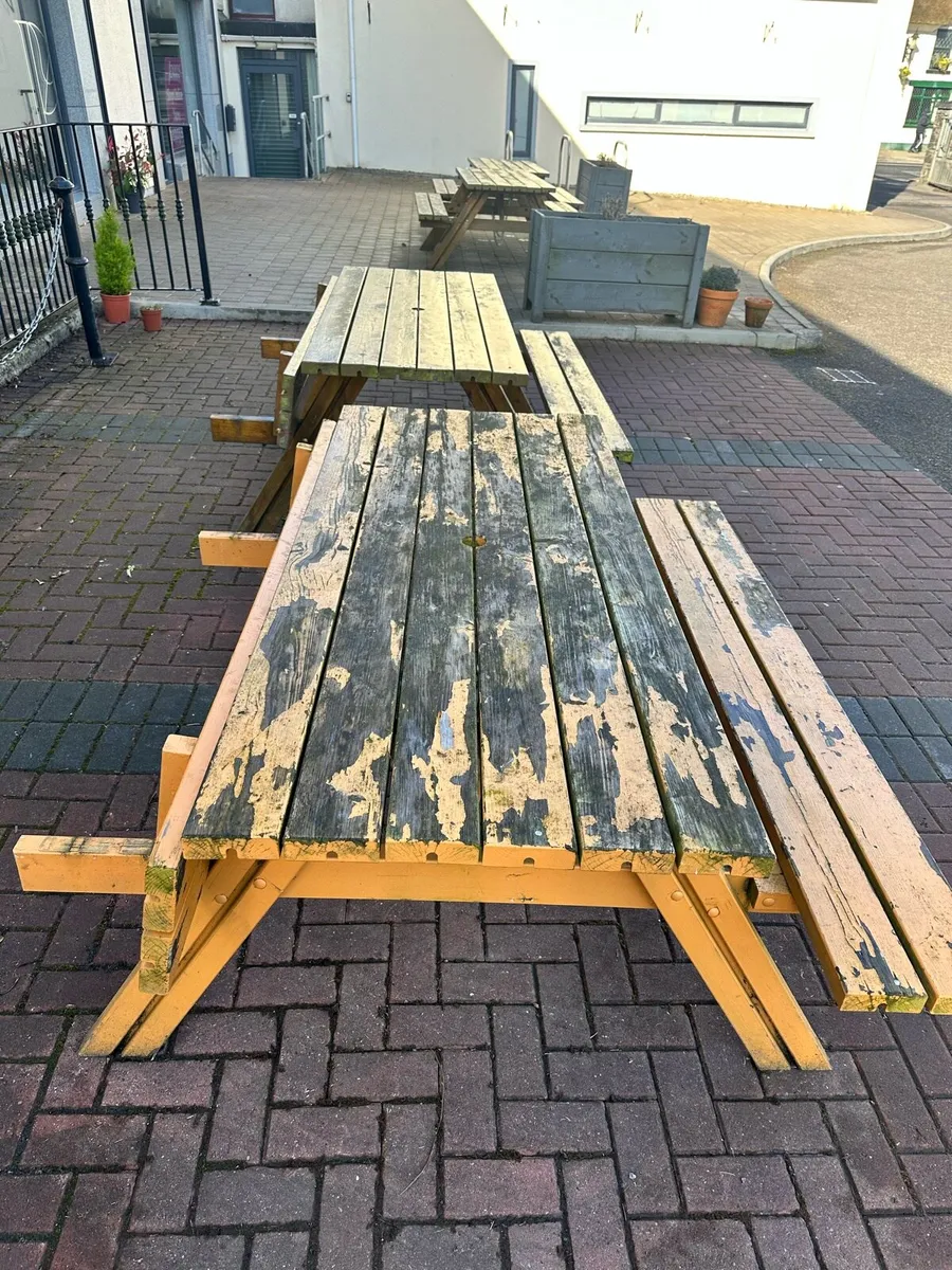 4 LARGE PICNIC BENCHES - Image 4