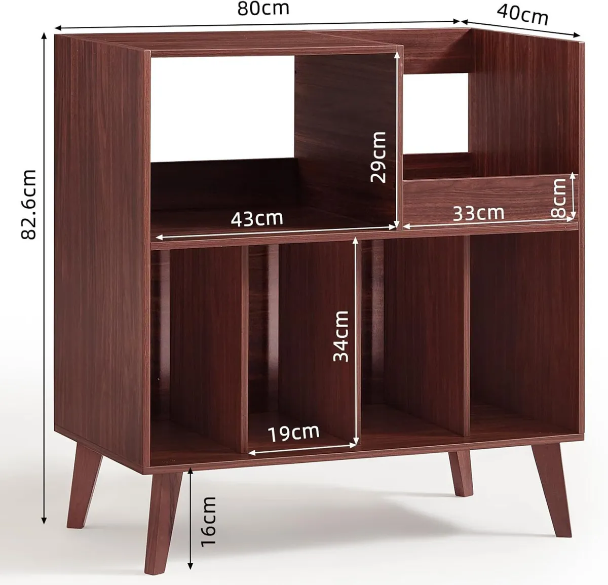 Large record stand with storage player shelf - Image 2