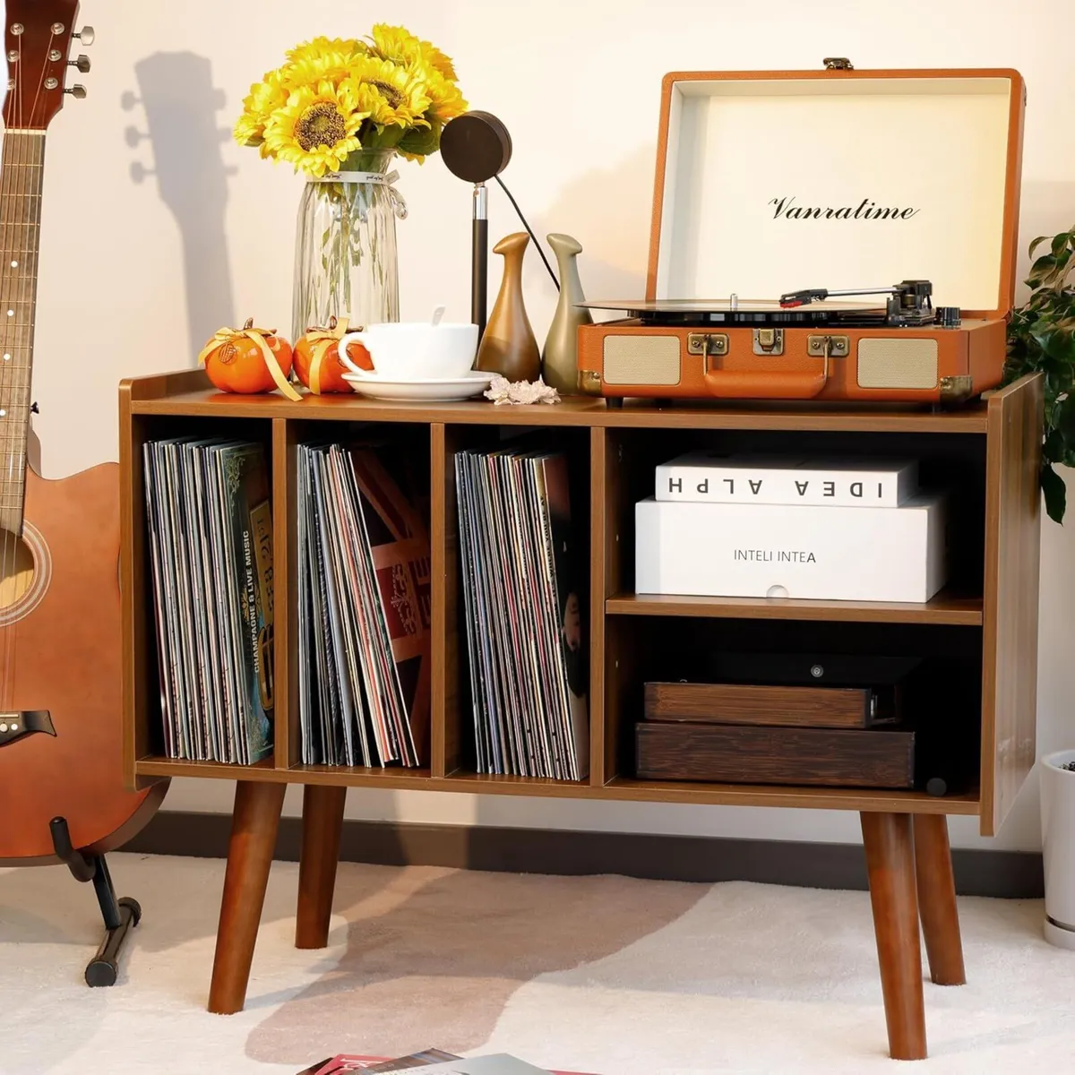 Record Player Stand with Vinyl Storage Holds Up - Image 2