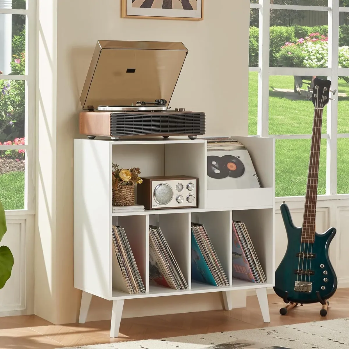 Large Vinyl Record Stand with 4 Shelves Retro - Image 4