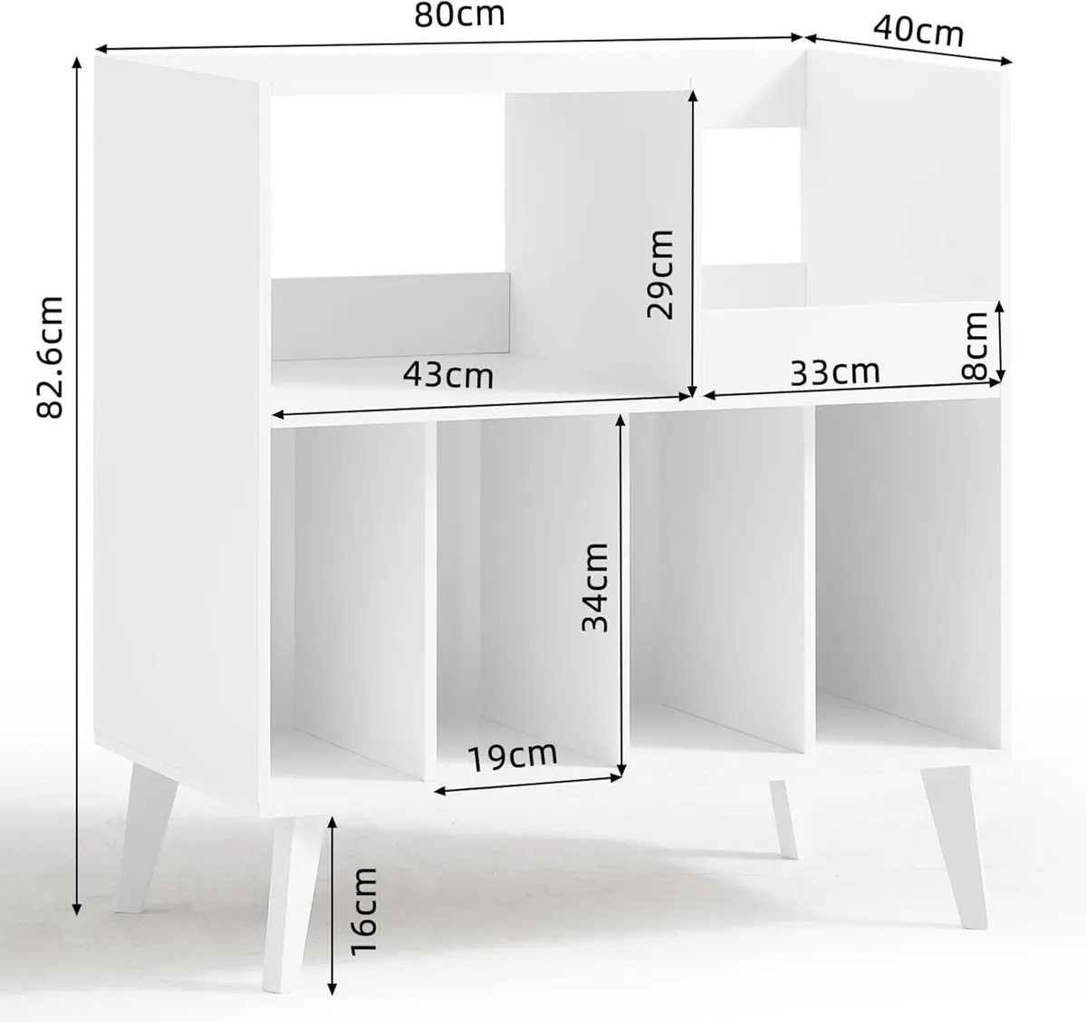 Large Vinyl Record Stand with 4 Shelves Retro - Image 2