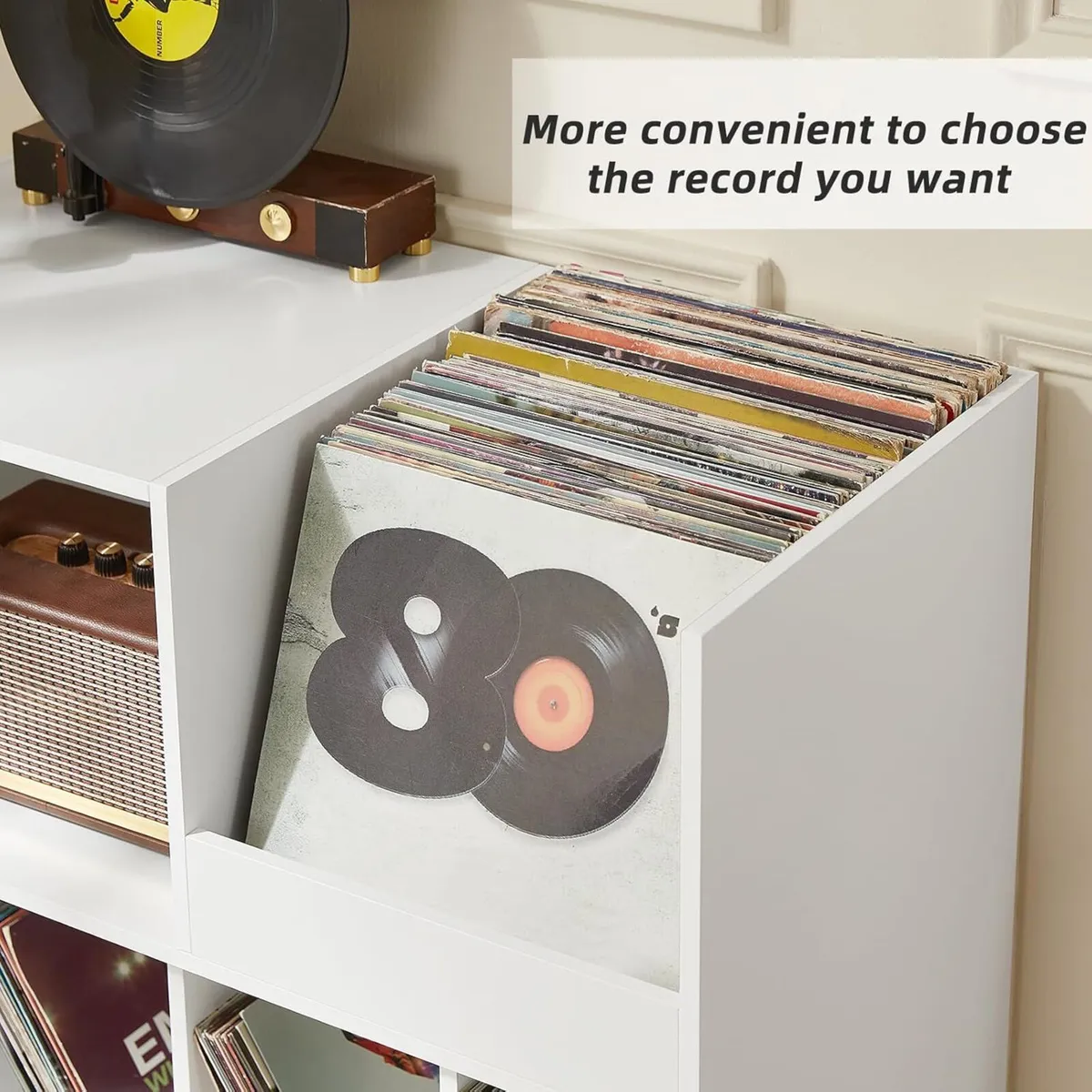 Large Vinyl Record Stand with 4 Shelves Retro - Image 3