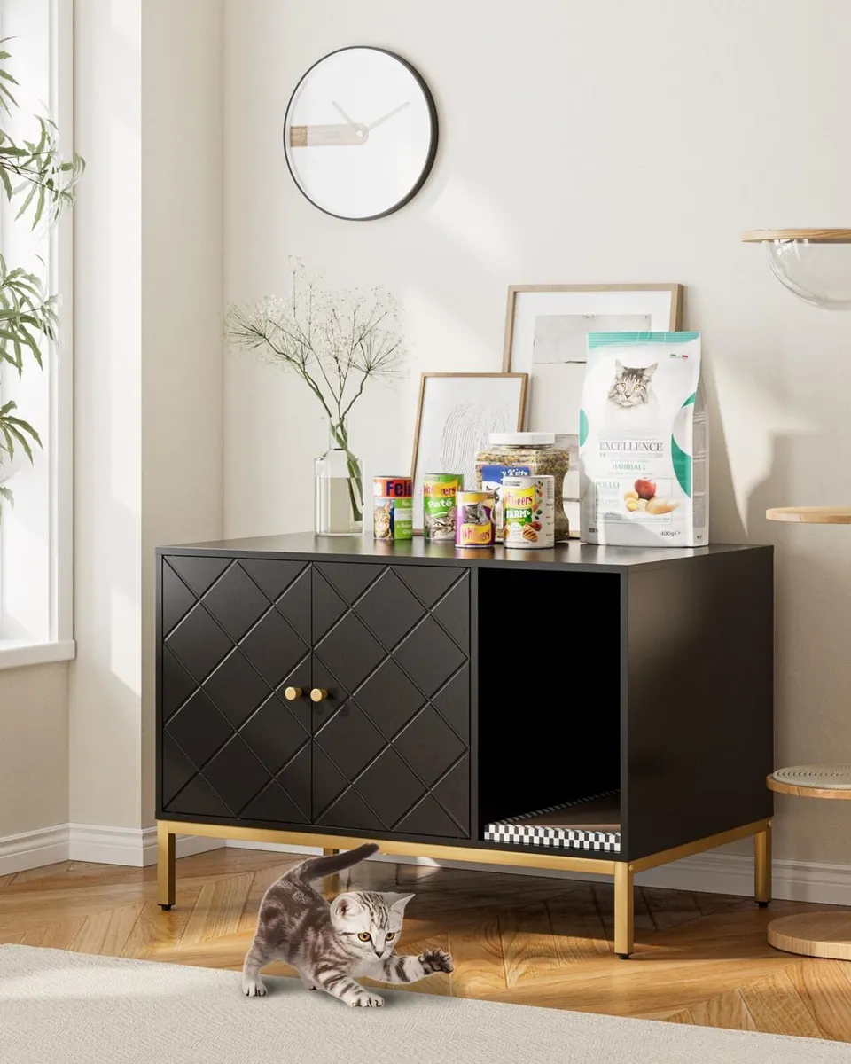 Cat Litter Box Enclosure Black Furniture Hidden - Image 4