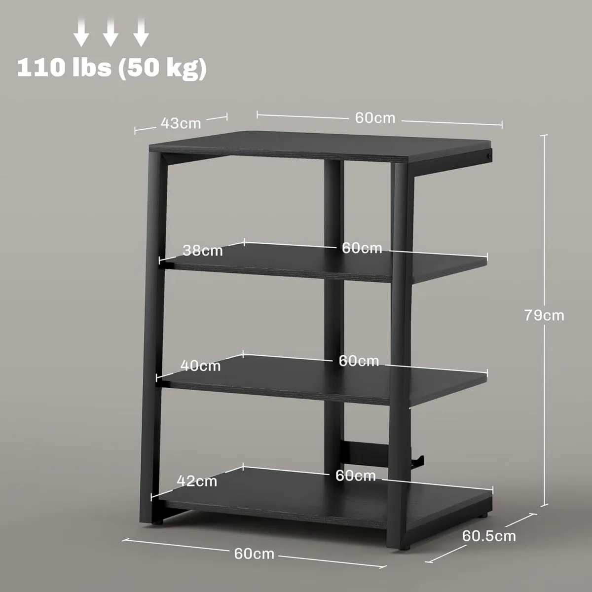 HiFi Stand 4-Tier Media Storage Shelf with - Image 3