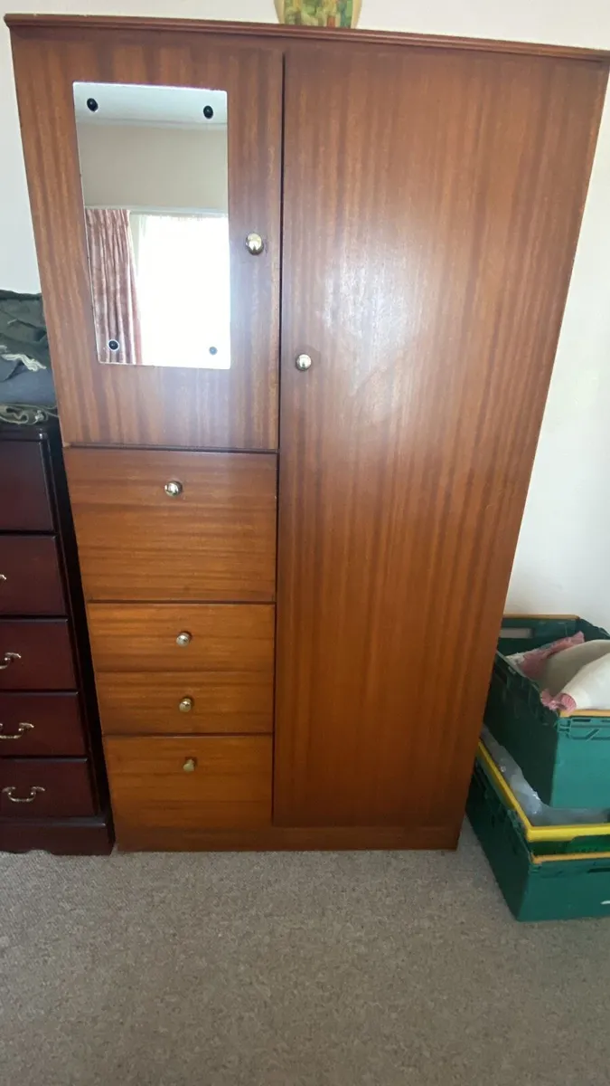 Mid century solid wood wardrobe -€120