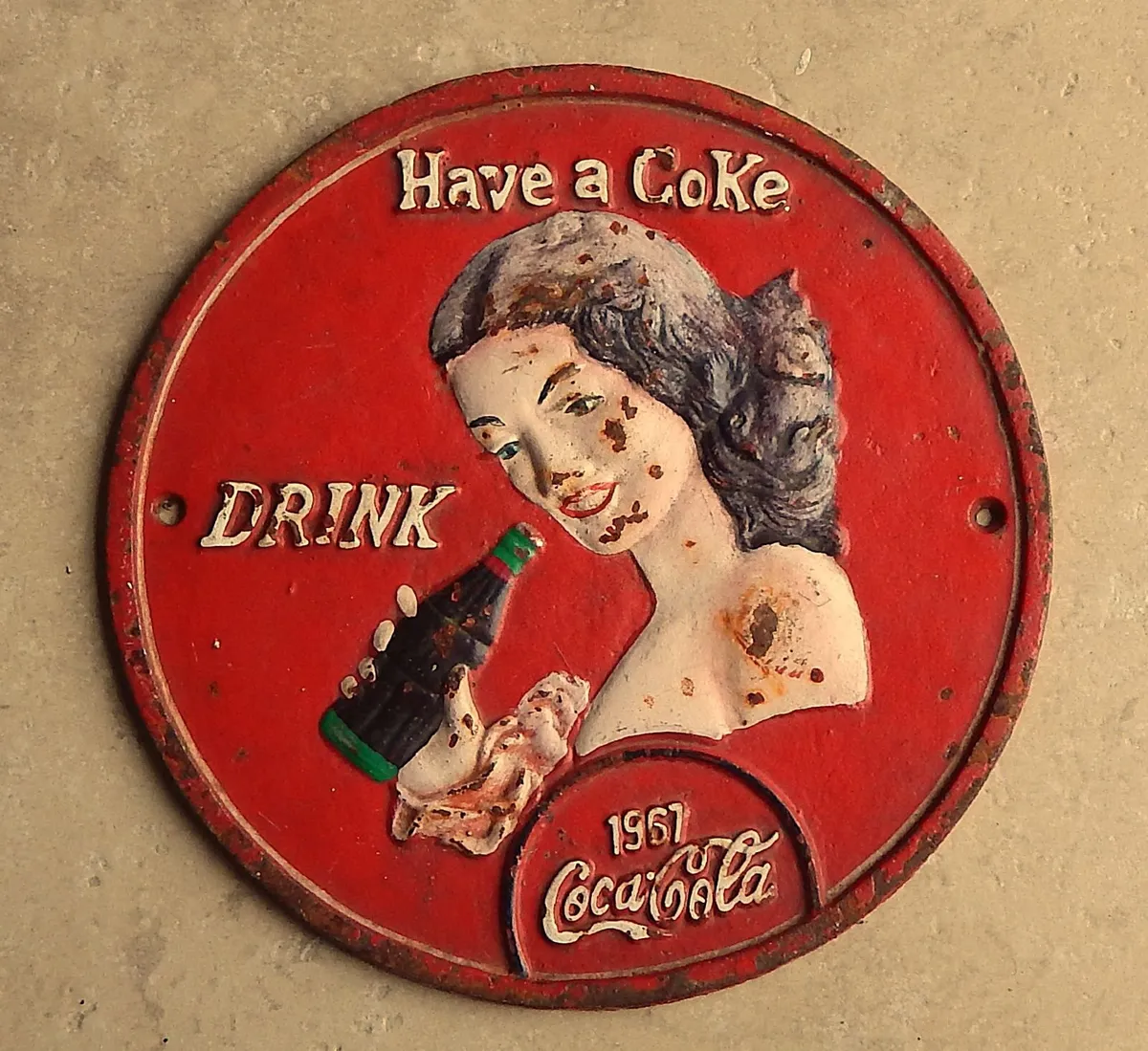 Vintage Cast Iron Coca Cola Wall Plaque - Image 1