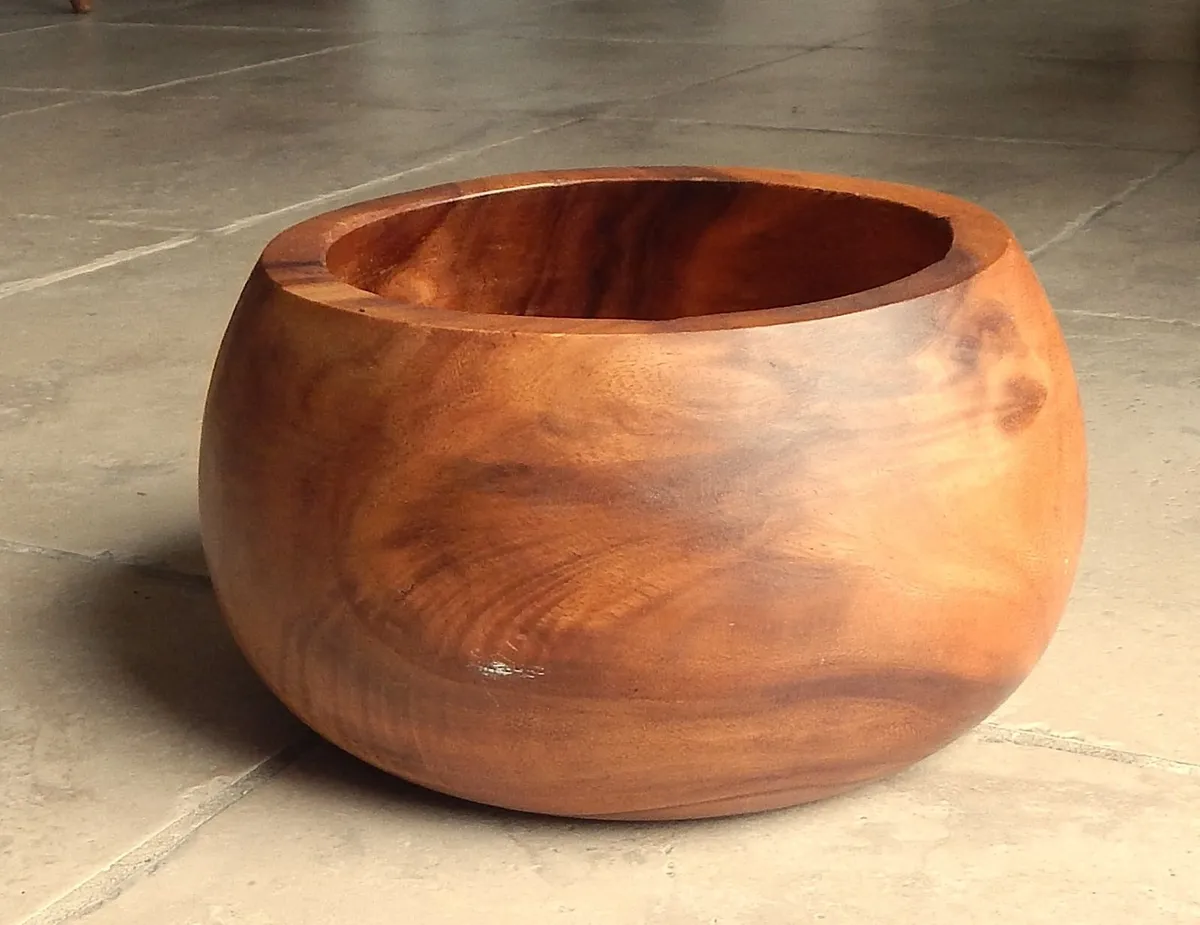 Denby Teak Handmade Wooden Fruit Bowl - Image 1