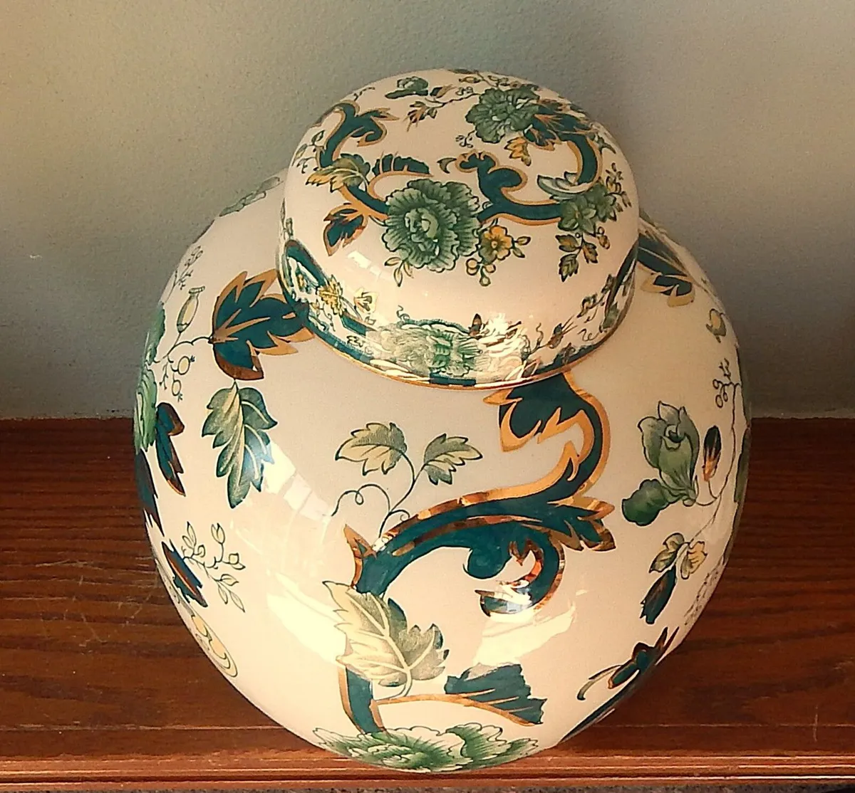 Large Mason’s Ironstone Chartreuse Ginger Jar - Image 3