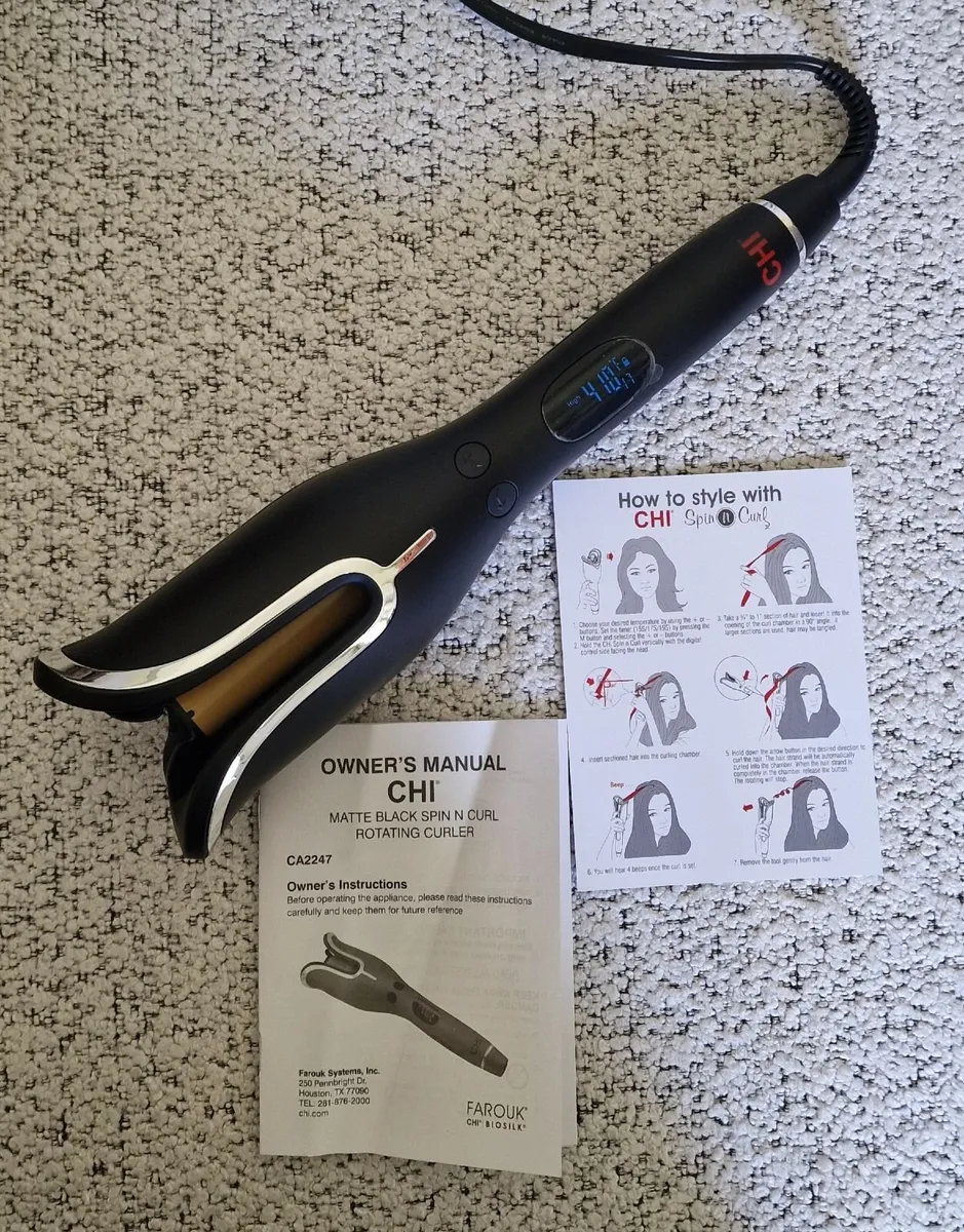 Chi Matt Black Spin N Curl Hair Curler - Brand New - Image 1