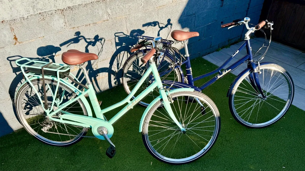 Two x Electric Hybrid bikes (as new) 17" + 19" - Image 1