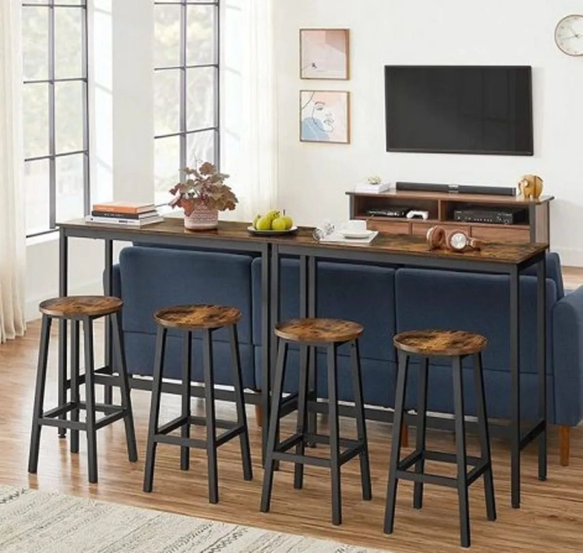 4 x New Rustic Kitchen Brown Stools- FREE P&P - Image 1