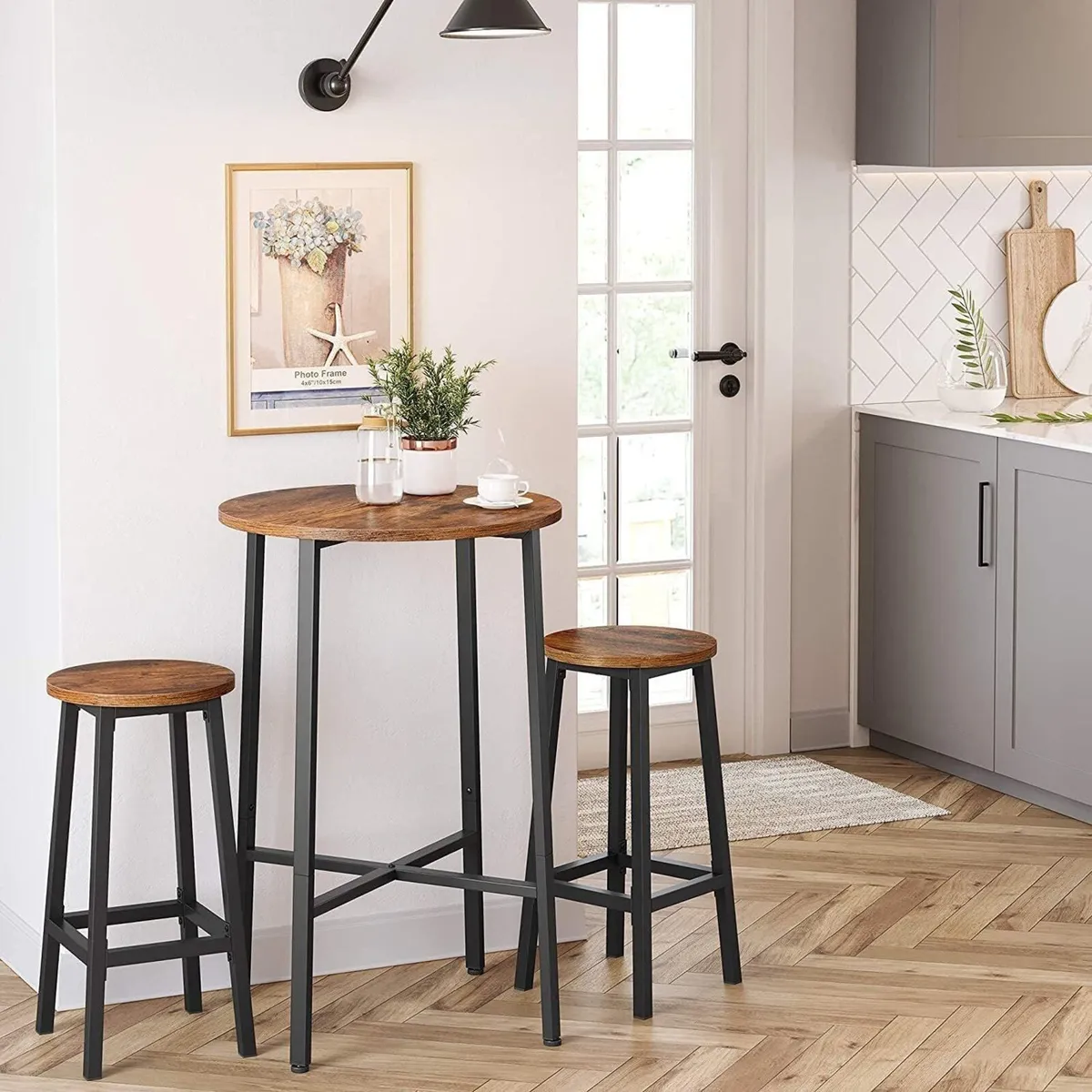4 x New Rustic Kitchen Brown Stools- FREE P&P - Image 4