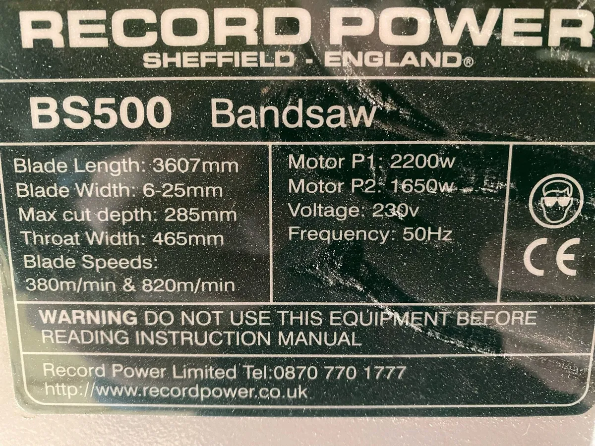 Record power bs 500 bandsaw - Image 2