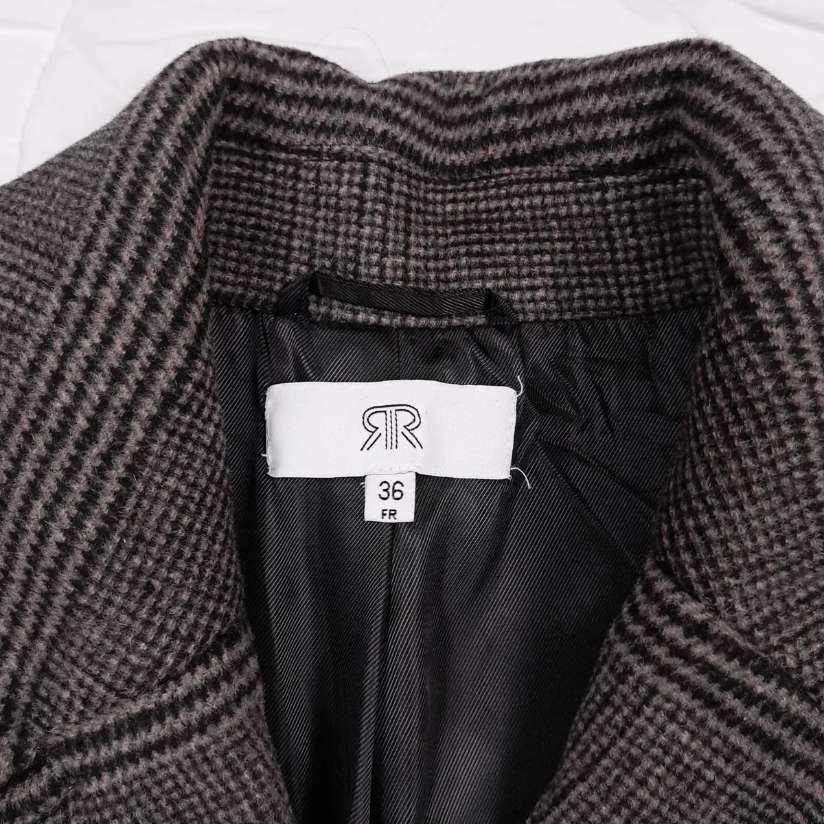 La Redoute Grey Brown Plaid Wool Coat 8UK/36EU - Image 4