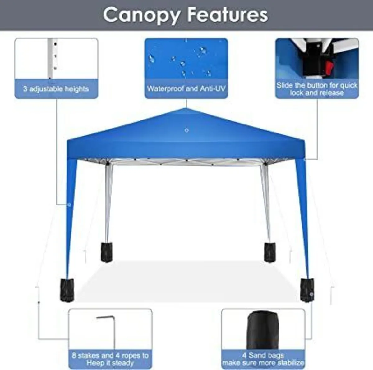Gazebo 3 x 3 m Waterproof with UV Protection - Image 4