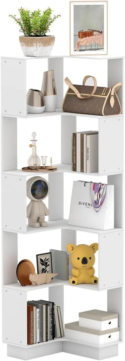 5-Tier Corner Bookcase Unit Freestanding Book - Image 1