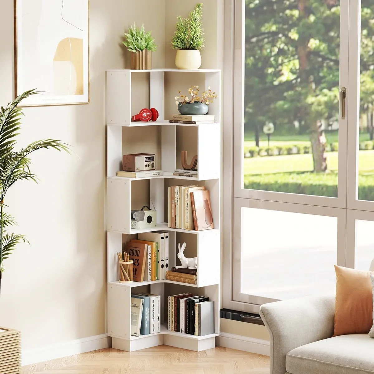 5-Tier Corner Bookcase Unit Freestanding Book - Image 2
