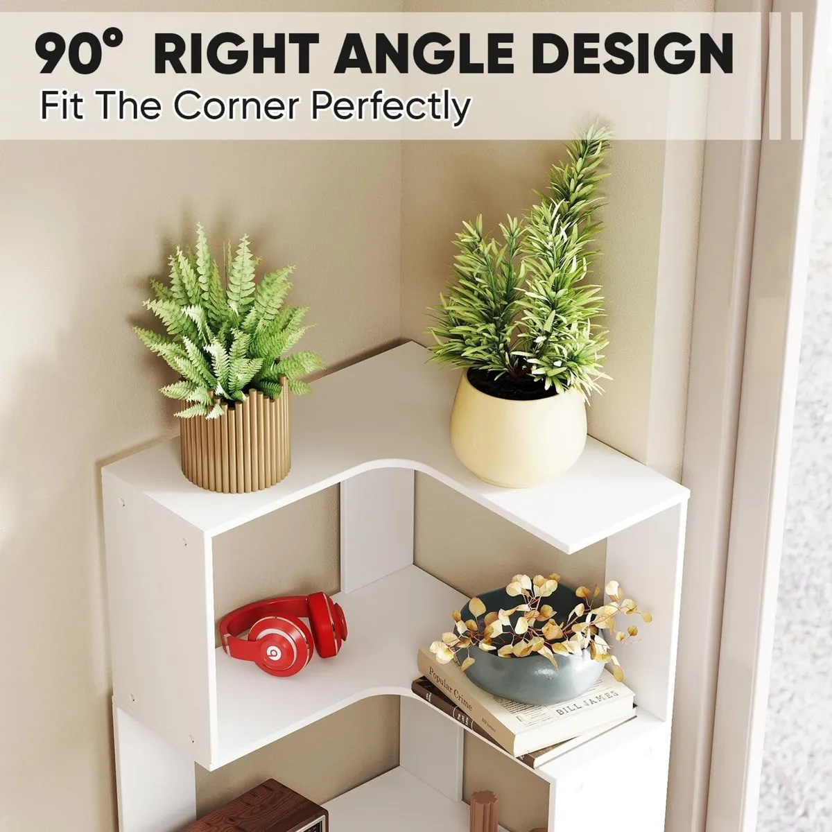 5-Tier Corner Bookcase Unit Freestanding Book - Image 4