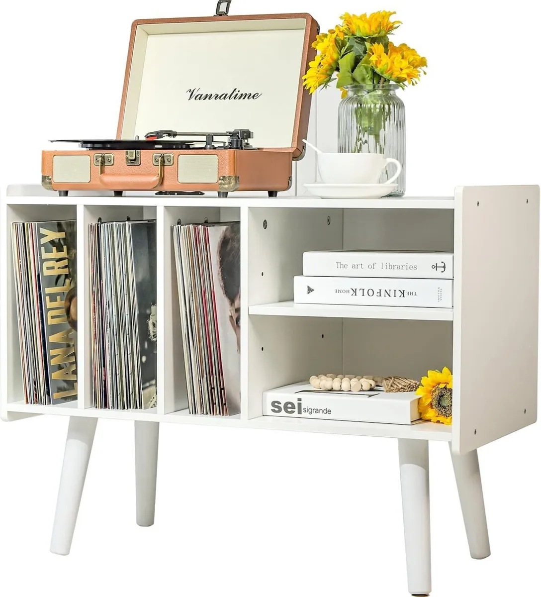 Record Player Stand with Vinyl Storage Holds Up - Image 1