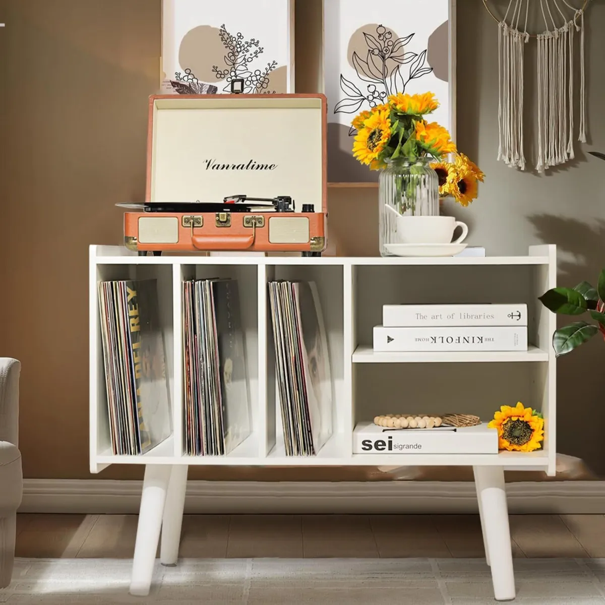 Record Player Stand with Vinyl Storage Holds Up - Image 2