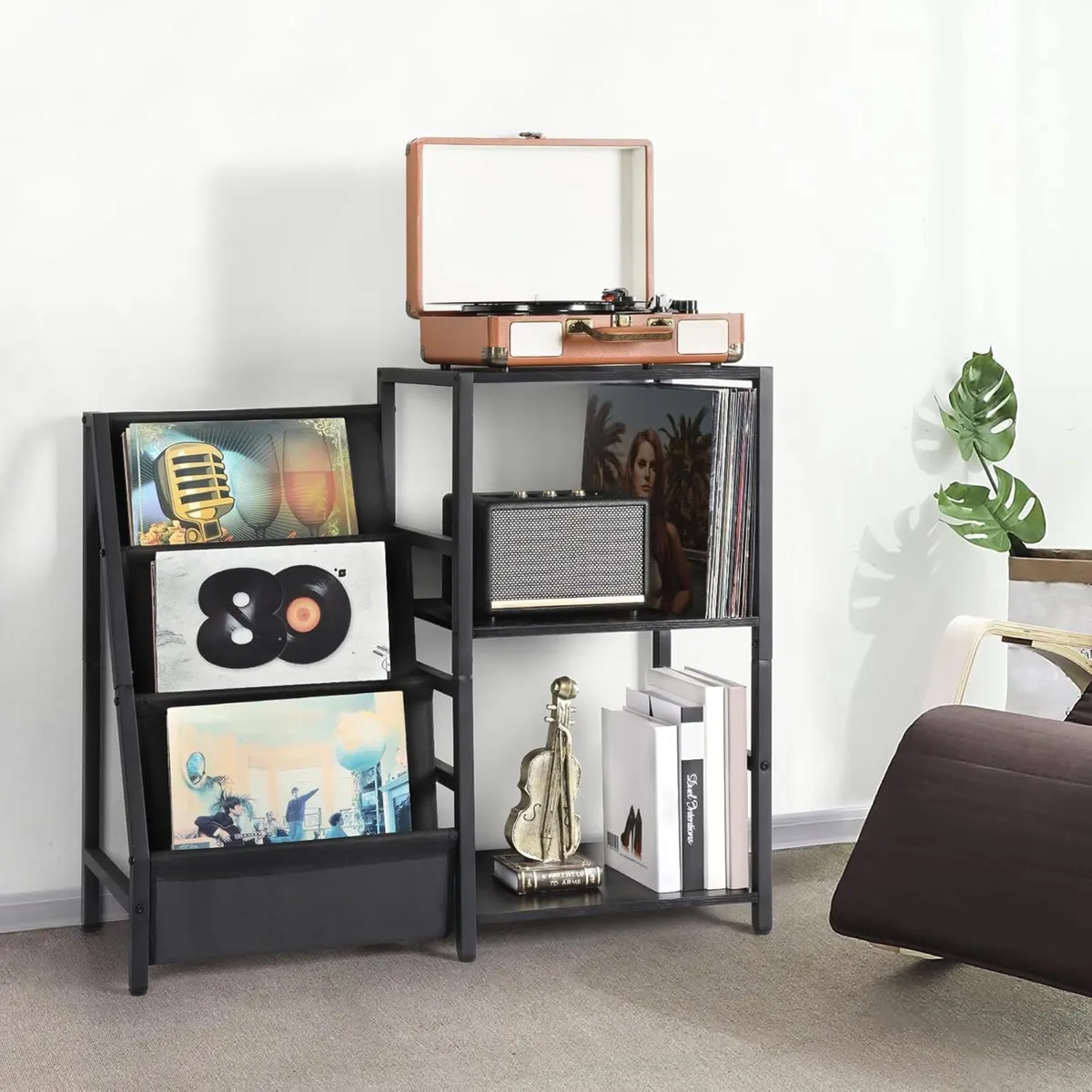 Record Player Stand with 3-Tier Vinyl Storage – - Image 2