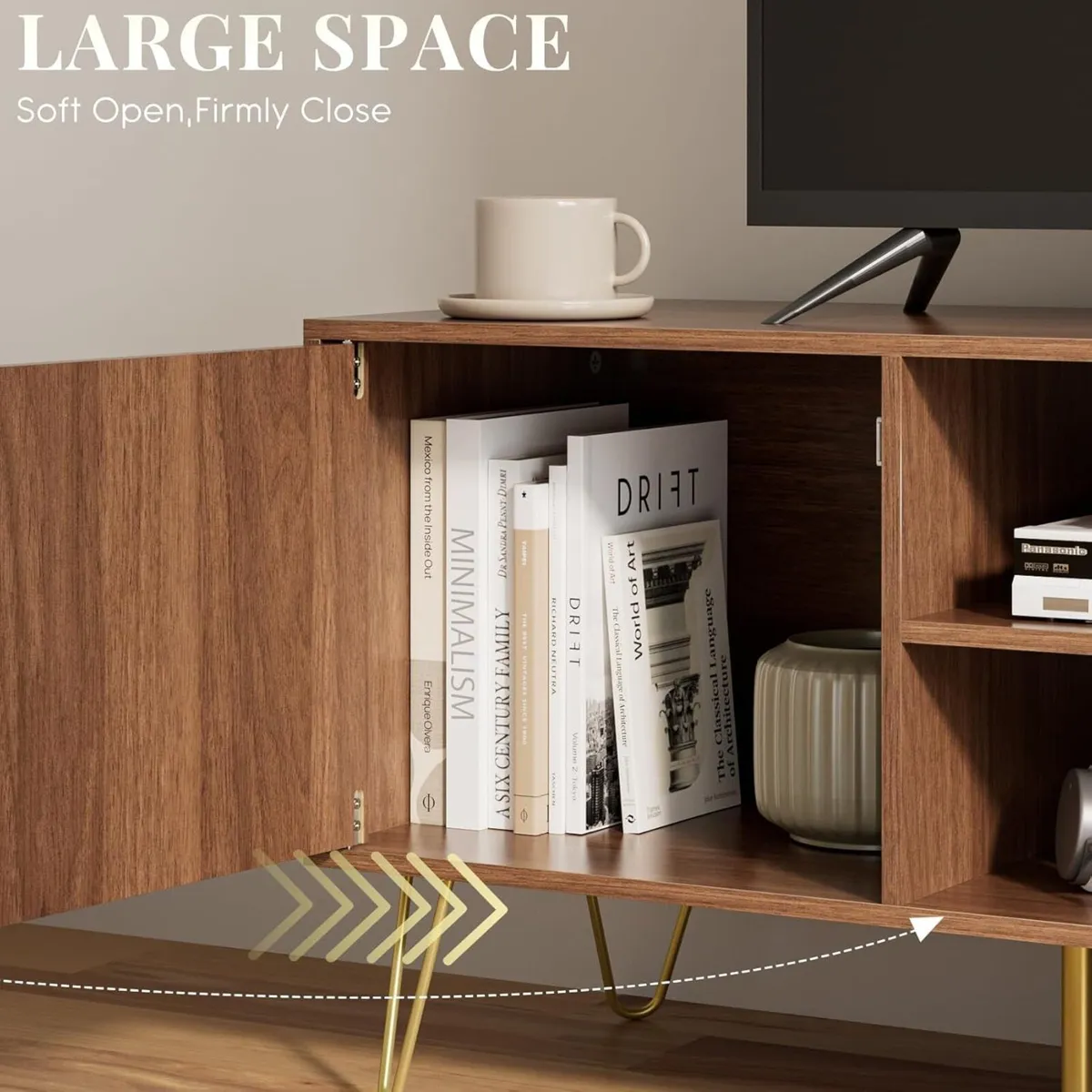 Black Wood TV Stand for up to 65 Inch 137cm Unit - Image 3