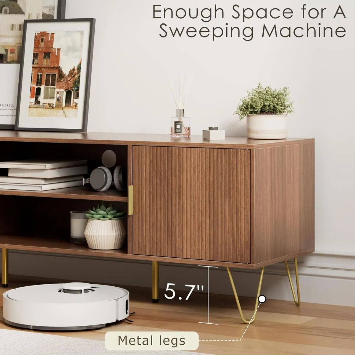 Black Wood TV Stand for up to 65 Inch 137cm Unit - Image 4