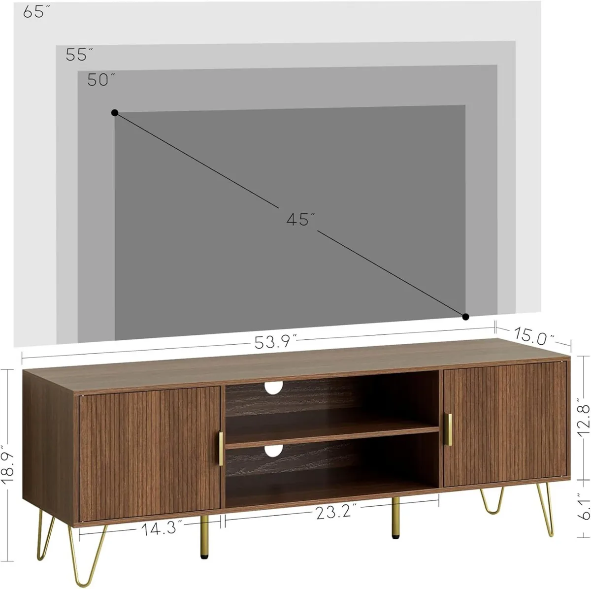 Black Wood TV Stand for up to 65 Inch 137cm Unit - Image 2