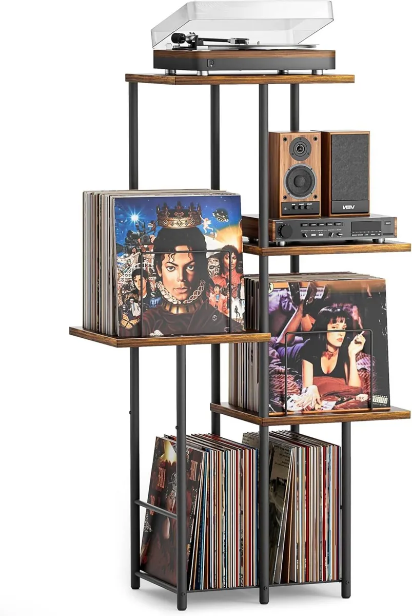 Record Player Stand with Vinyl Storage and - Image 1