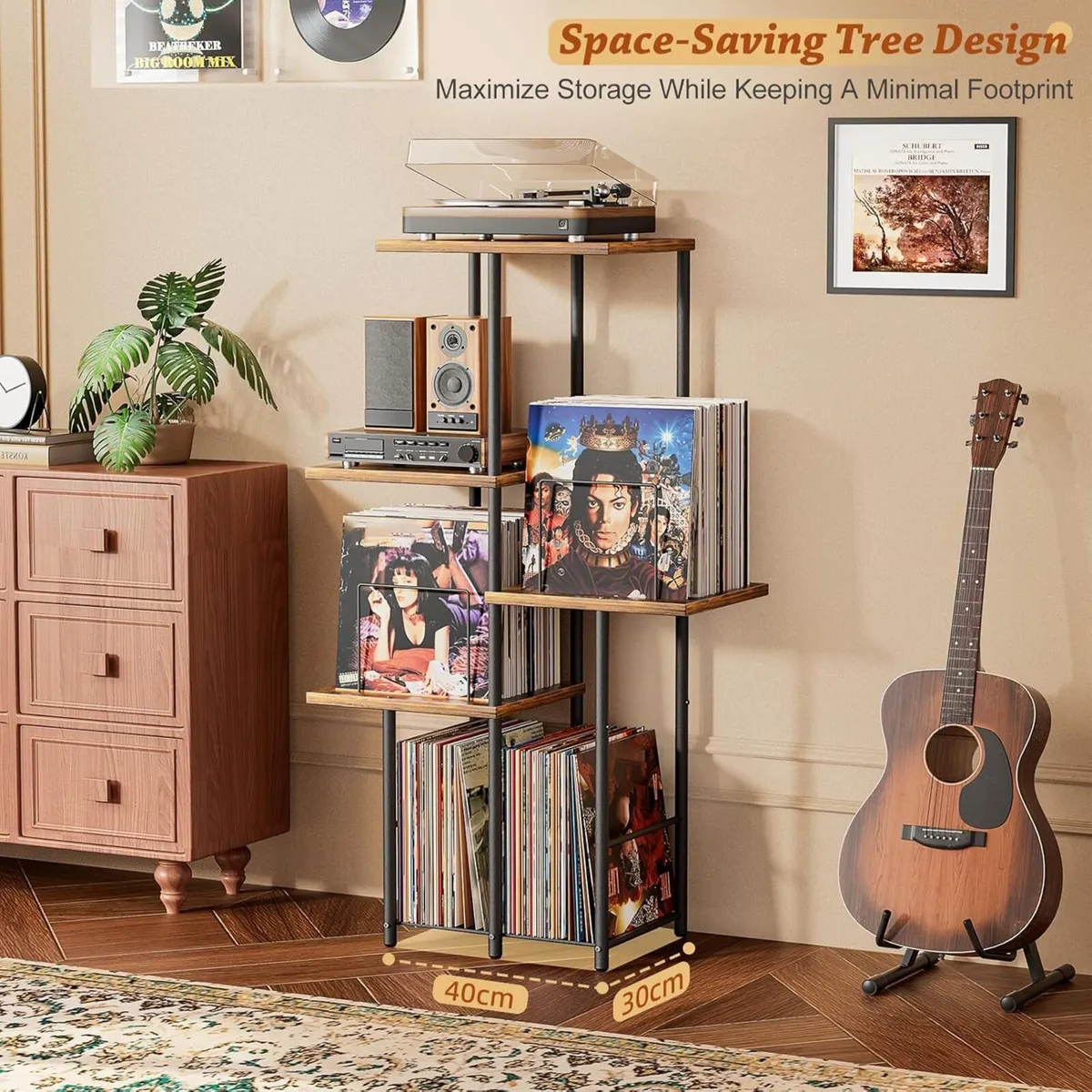 Record Player Stand with Vinyl Storage and - Image 4