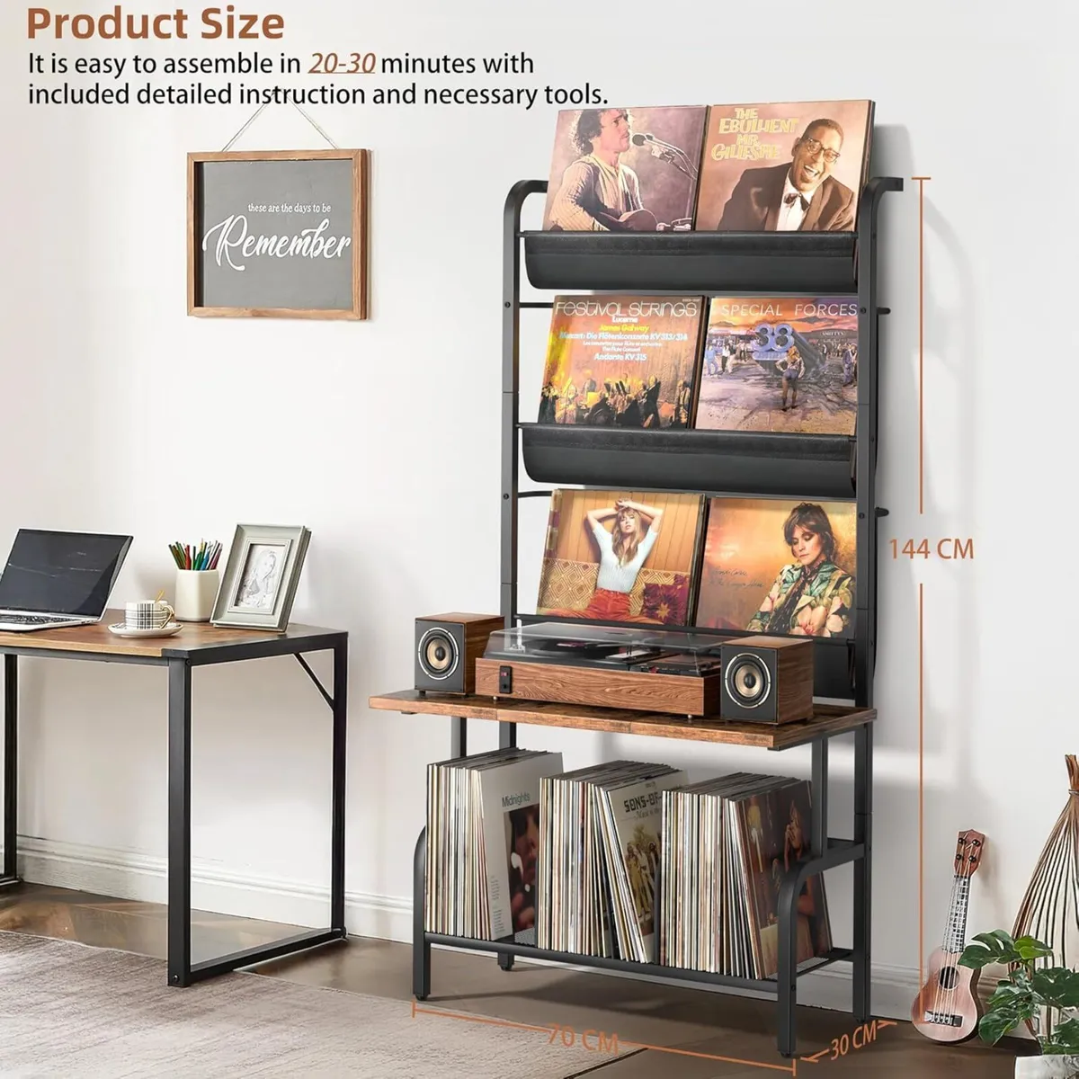 Vinyl Record Storage Cabinet - Turntable Stand - Image 2